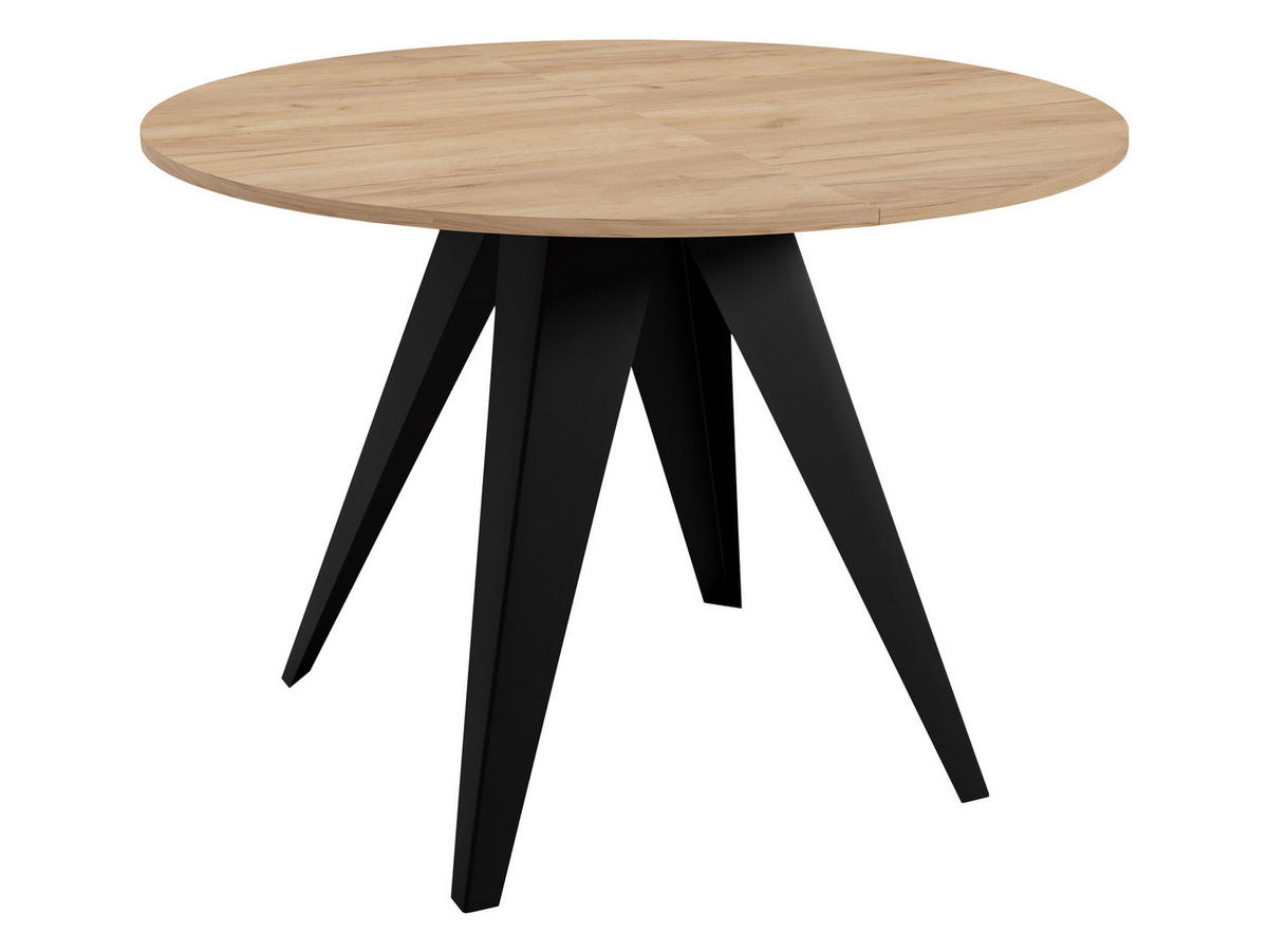 TISCH Gerda 90 - Eichefarben/Schwarz, Holzwerkstoff/Metall (90/90/76cm) - MIRJAN24