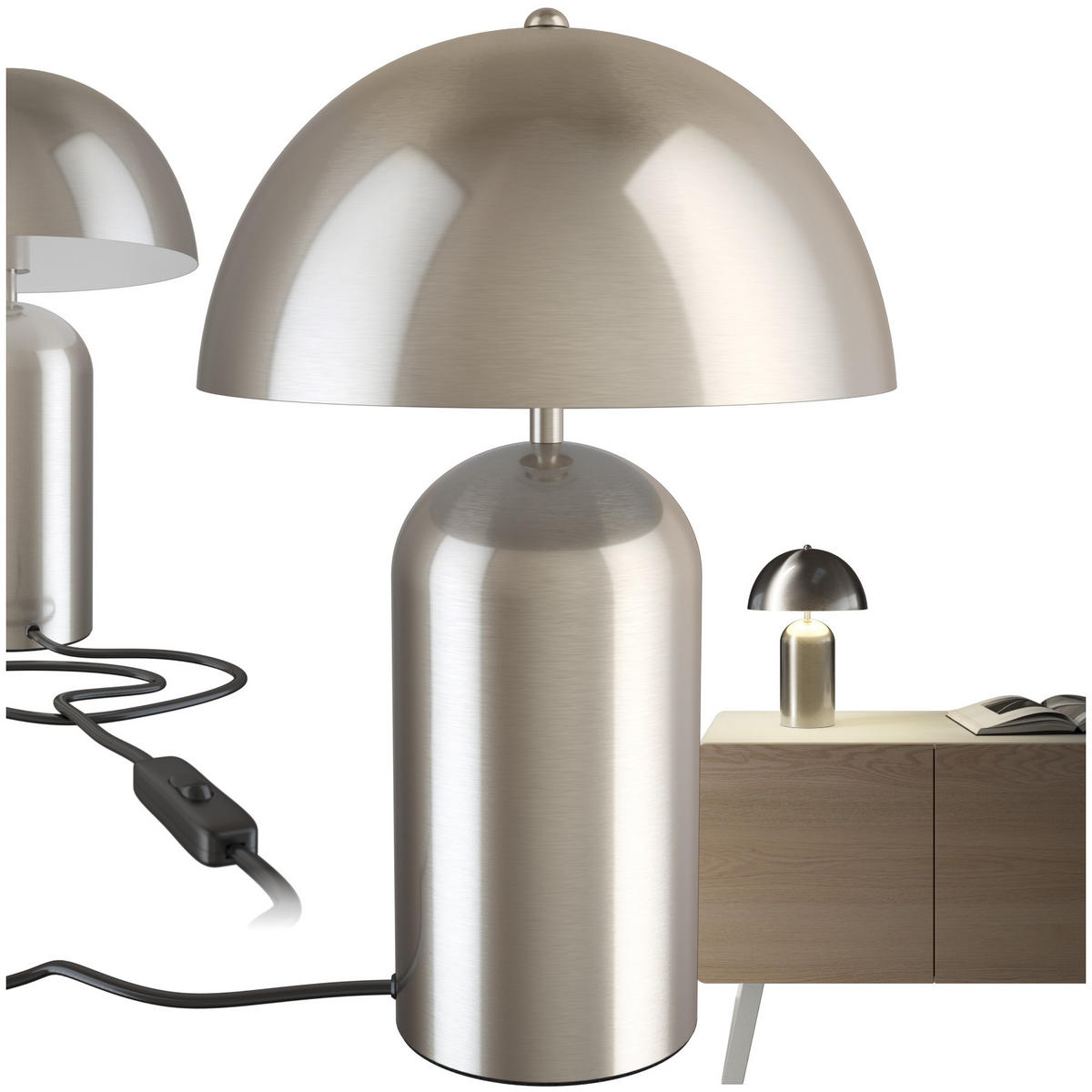 RETRO-TISCHLAMPE Altea,25 x 37 cm,Nickel matt - Nickelfarben, Metall (25/25/37cm) - tectake
