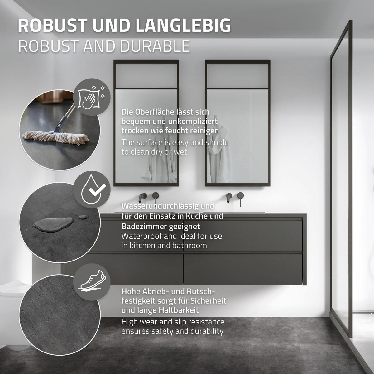 PVC BODENBELAG selbstklebend 6,68m²/36 Dielen Vinylboden Betonoptik Grau Zement Dunkel - Dunkelgrau, Kunststoff (61/30.5/0.2cm) - ML-DESIGN