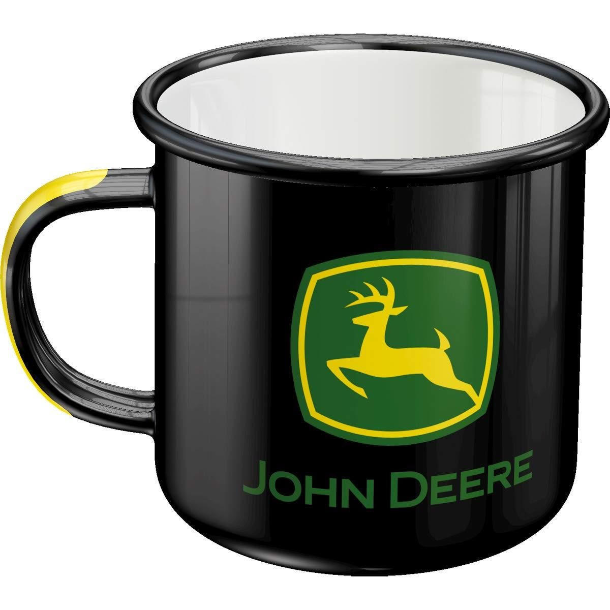 EMAILLE-BECHER 360 ml John Deere Logo Black - Schwarz/Grün, Metall (0.36L) - Nostalgic-Art