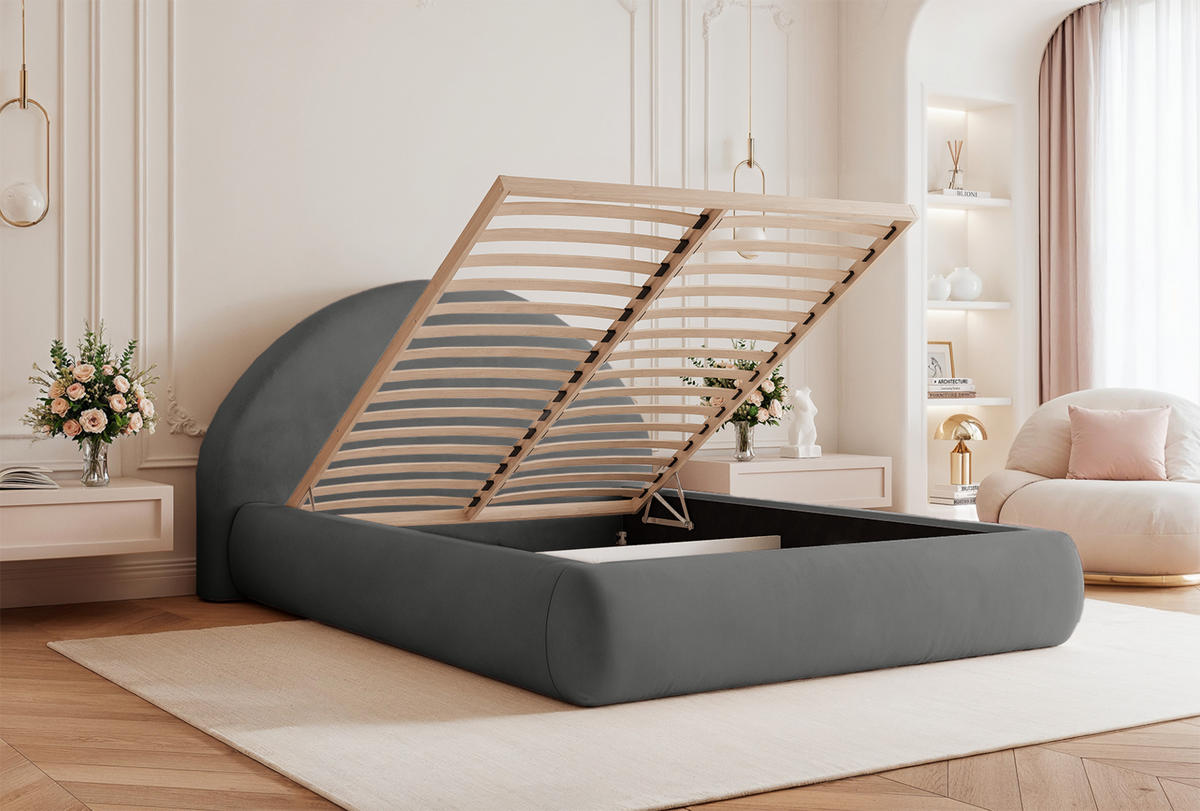 POLSTERBETT Scafa 120x200 cm, Dunkelgrau - Dunkelgrau, Textil (120/200cm) - Fedve