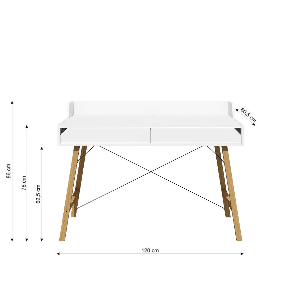 SCHREIBTISCH Weiß - Weiß, Holzwerkstoff (60/120/86cm) - Petits-meubles