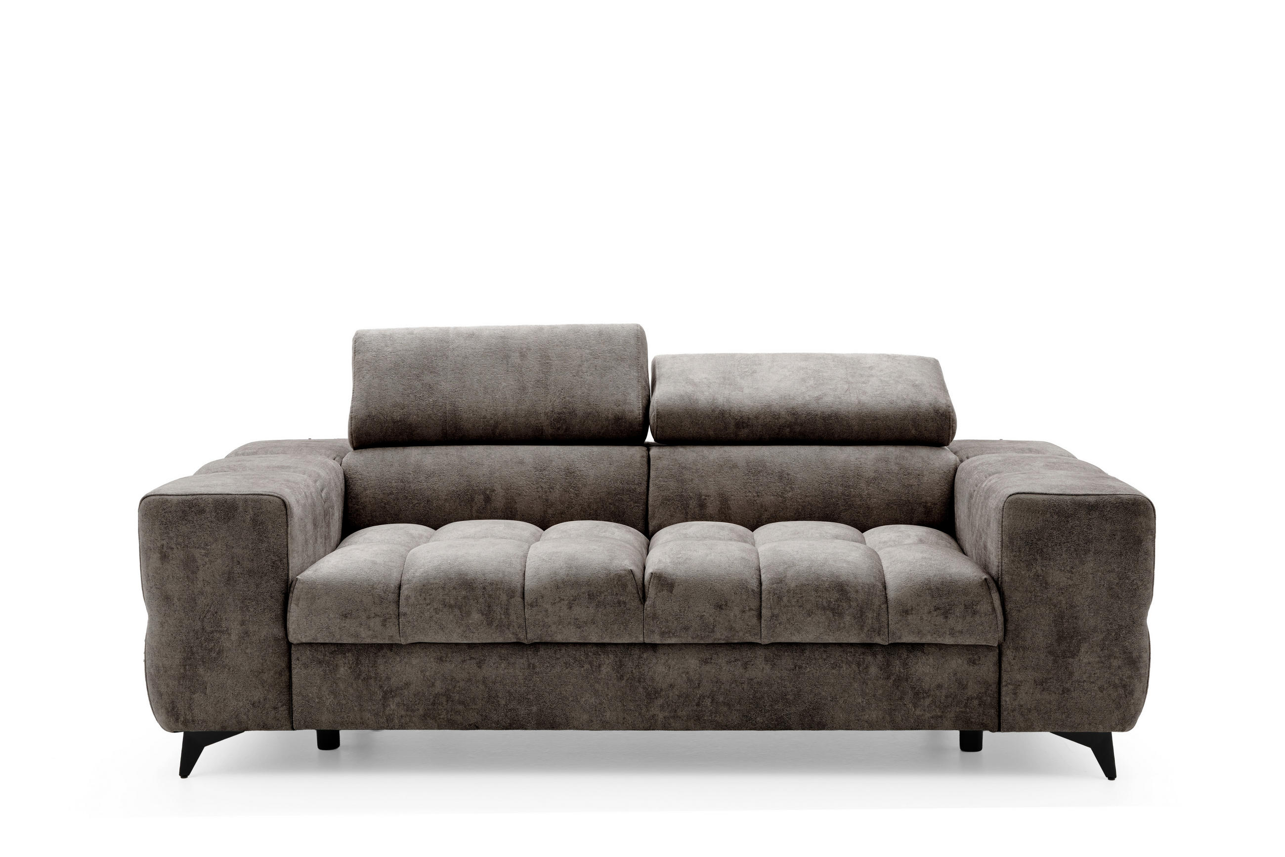 2-SITZER-SOFA PUDDING 209 cm Velours Braun - Schwarz/Braun, Holz/Textil (209/93/100cm) - Muffo
