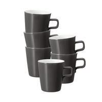 MILCHKAFFEETASSEN No Limits Moments weiß-grau 0,37 l 6er Set - Weiß/Grau, Keramik (0.37L) - Seltmann Weiden