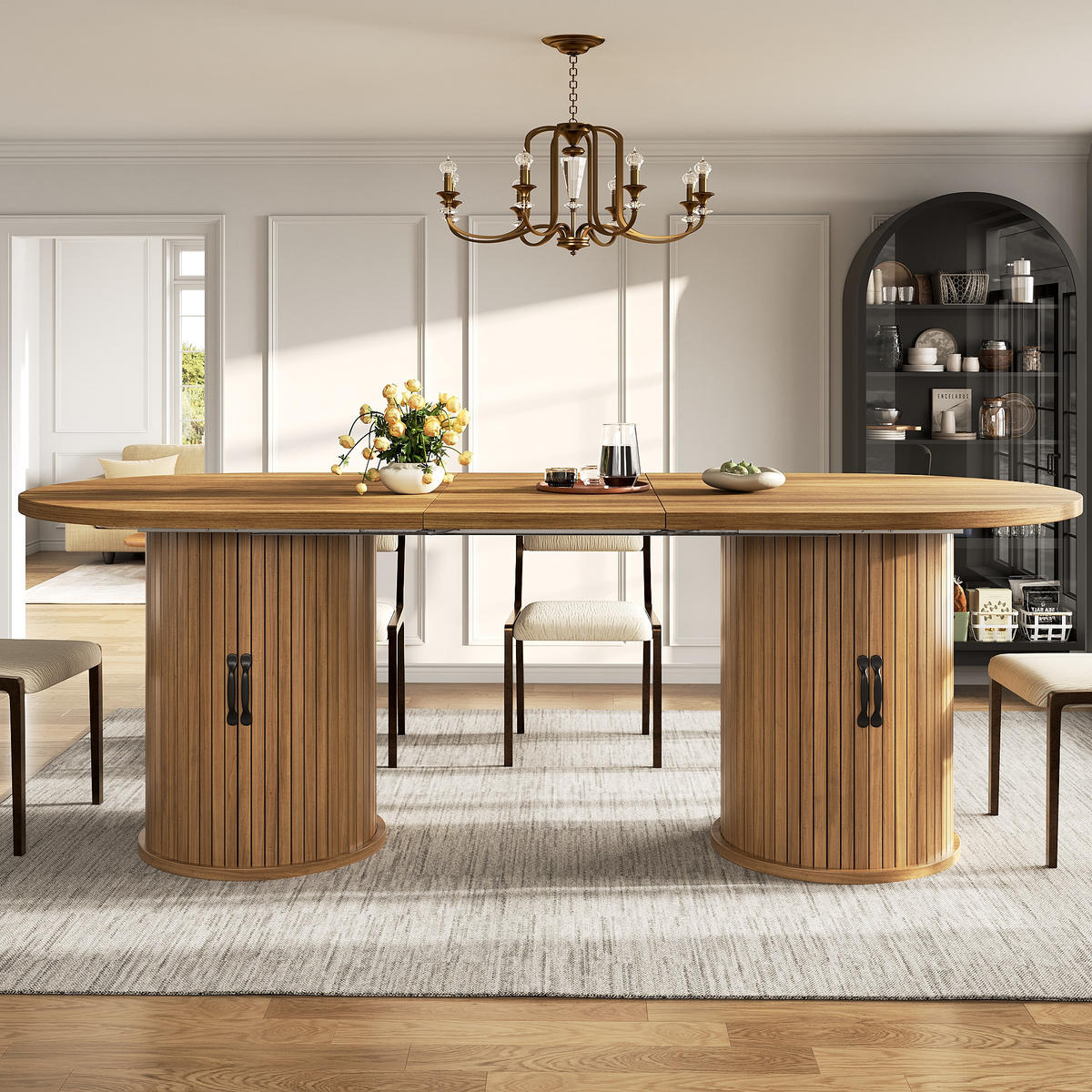 ESSTISCH Dunkelbraun 150–190×80×75 cm mit Auszugmechanismus, verdecktem Staufach und Metallrahmen aus Holzwerkstoff - Dunkelbraun, Holzwerkstoff (80/150/75cm) - Luhomfu