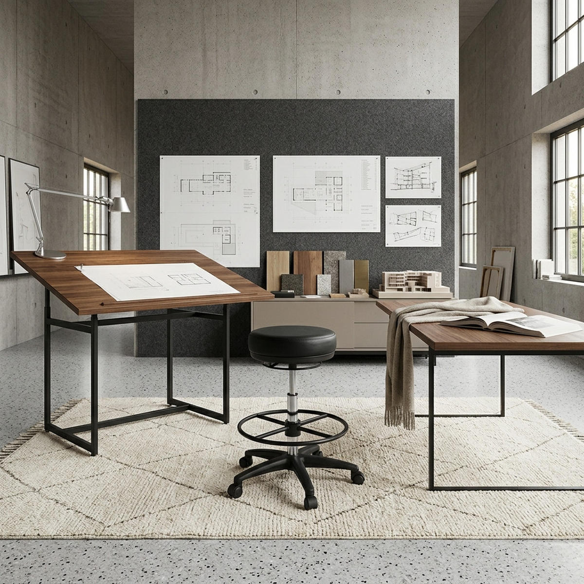 ARBEITSHOCKER Kunstleder mit Fußablage, Kunststoff-Fußkreuz, drehbar LIVORNO - Schwarz, Kunststoff/Textil (60/88/60cm) - KADIMA DESIGN