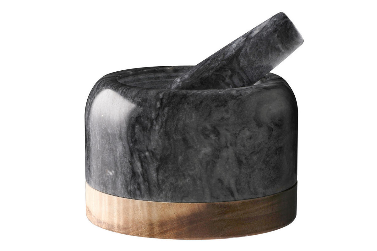 MÖRSER Akazienbasis Ø 14 cm - Schwarz, Stein (14/9.5/14cm)