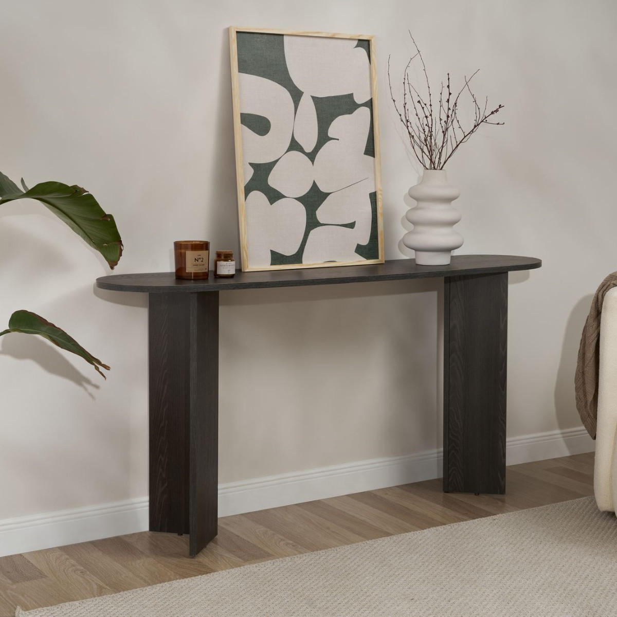 KONSOLE mit zwei Beinen SIRA 150/35/75 cm - Schwarz, Holzwerkstoff (150/35/75cm) - Calicosy