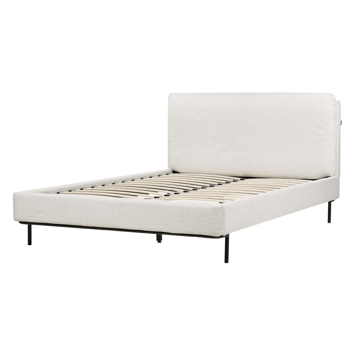 POSTEL s roštem 140/200 cm Bouclé Krémově bílá Corio - krémová, textil (140/200cm) - Beliani