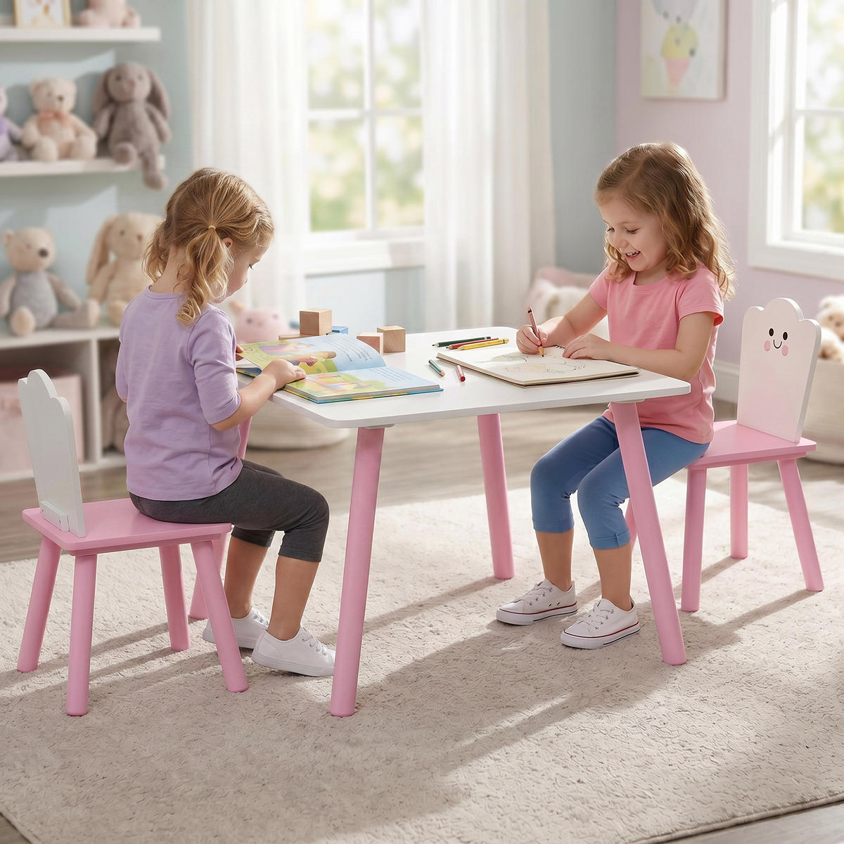 KINDERTISCHGRUPPE Rosa 60.0/60.0/44.0cm - Rosa, Holzwerkstoff (60/44/60cm)