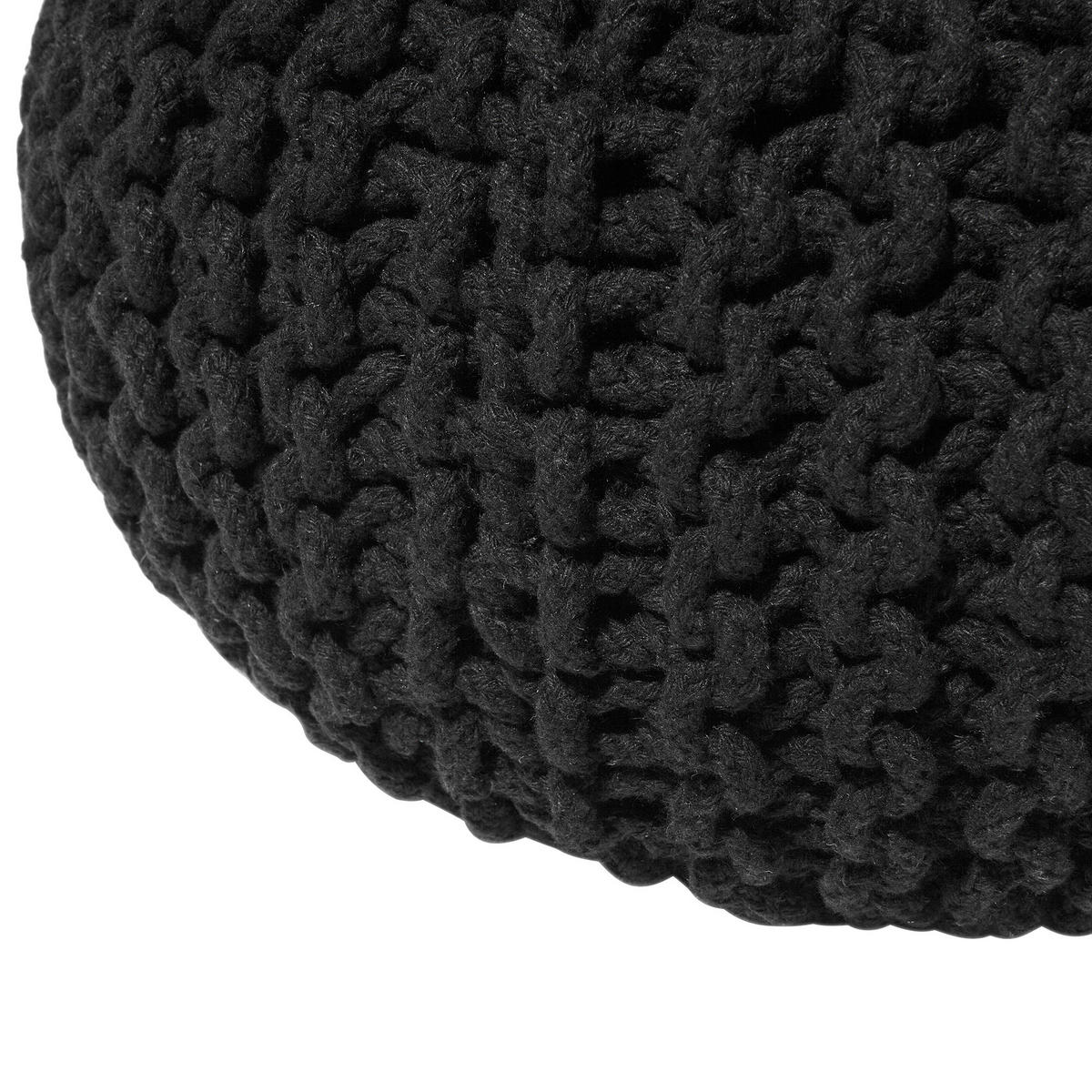 POUF Conrad 40/40/25 cm - Schwarz, Naturmaterialen/Textil (40/25/40cm) - Beliani