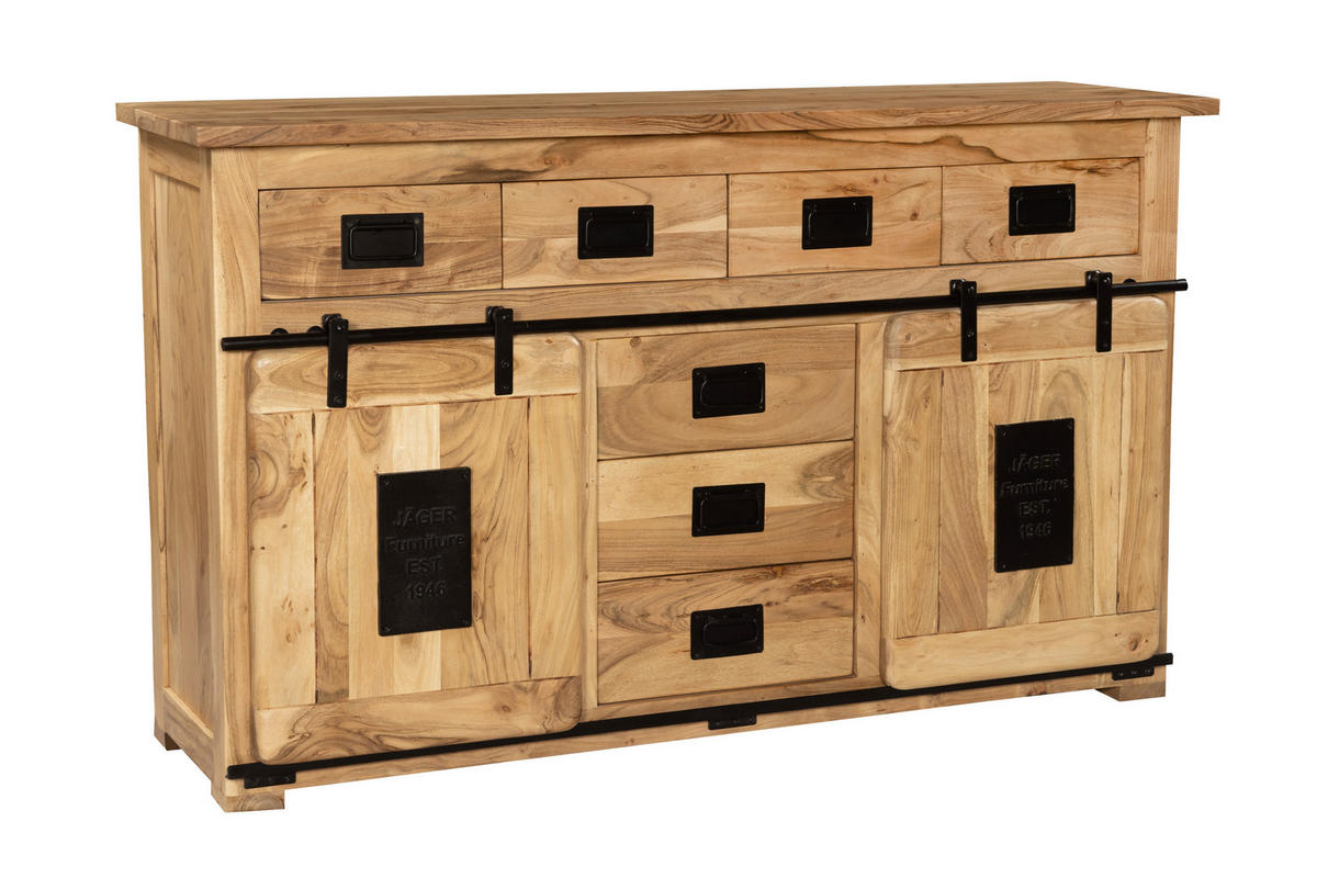 SIDEBOARD LIBRO - Beige/Naturfarben, Akazienholz/Holz (150/90/45cm) - SAM