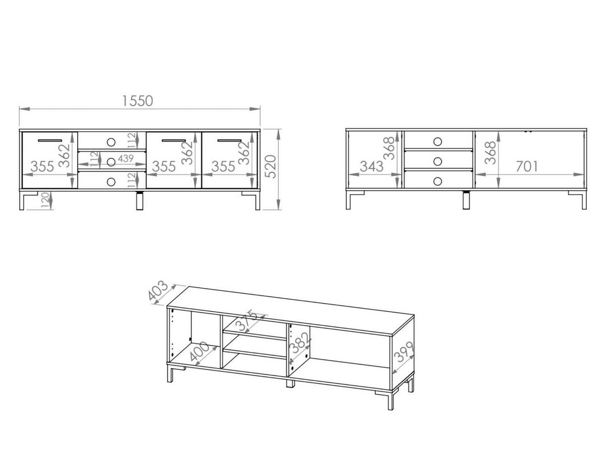 TV-LOWBOARD NEVIO Beige 155x40x52 cm - Beige, Holzwerkstoff (155/52/40cm) - FURNLUX