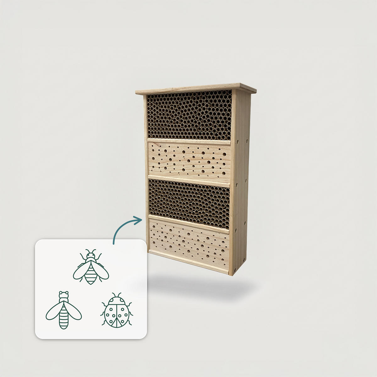 BIENENHOTEL - Hellbraun, Holz/Papier (26/40/10.5cm) - Relaxdays