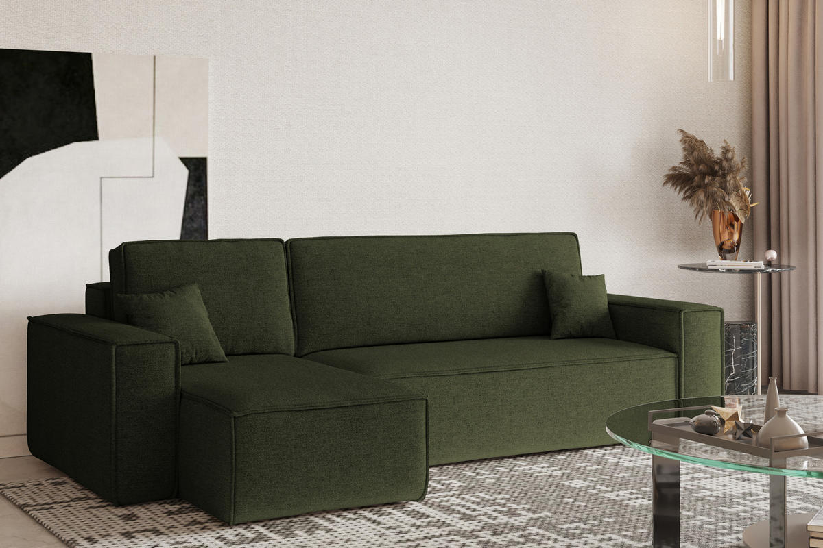 ECKSOFA, Best L-Form, Stoff Neve, Grün, Links - Grün, Holz (142/244cm) - Kaiser Möbel