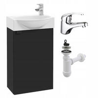 WASCHTISCHKOMBI 40cm mit Waschbecken + Armatur schwarz - Schwarz, Holzwerkstoff (40/60/22cm) - Stamar