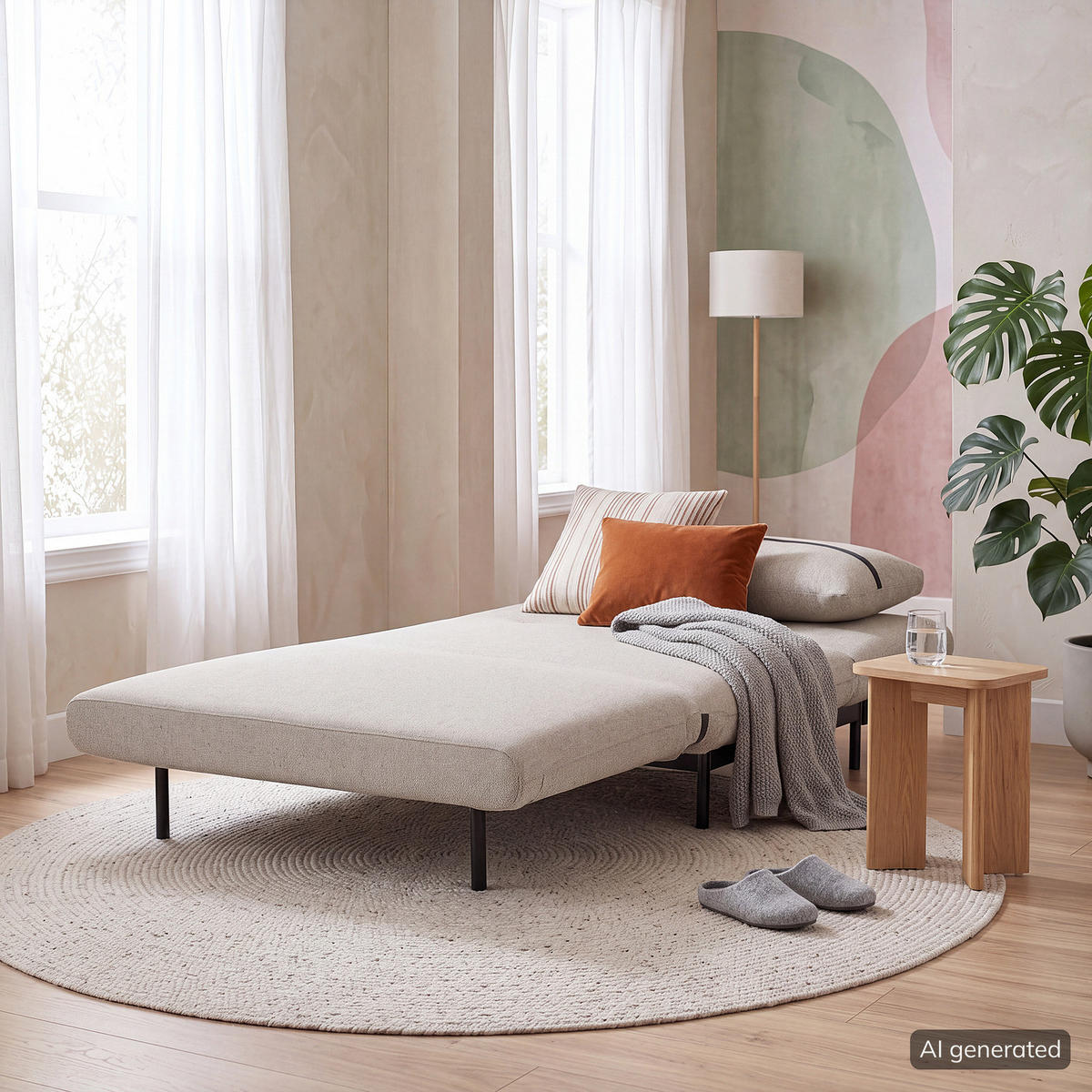 SCHLAFSESSEL - Hellgrau/Schwarz, Holz/Textil (105/82/88cm) - home24