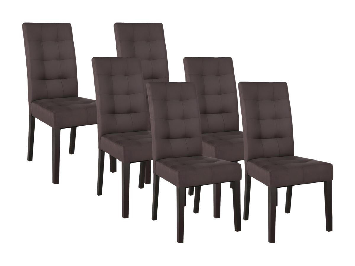 STUHL 6er-Set - Stoff & Holz - Braun - VILLOSA - Braun, Textil (61/100/48cm) - Vente-Unique