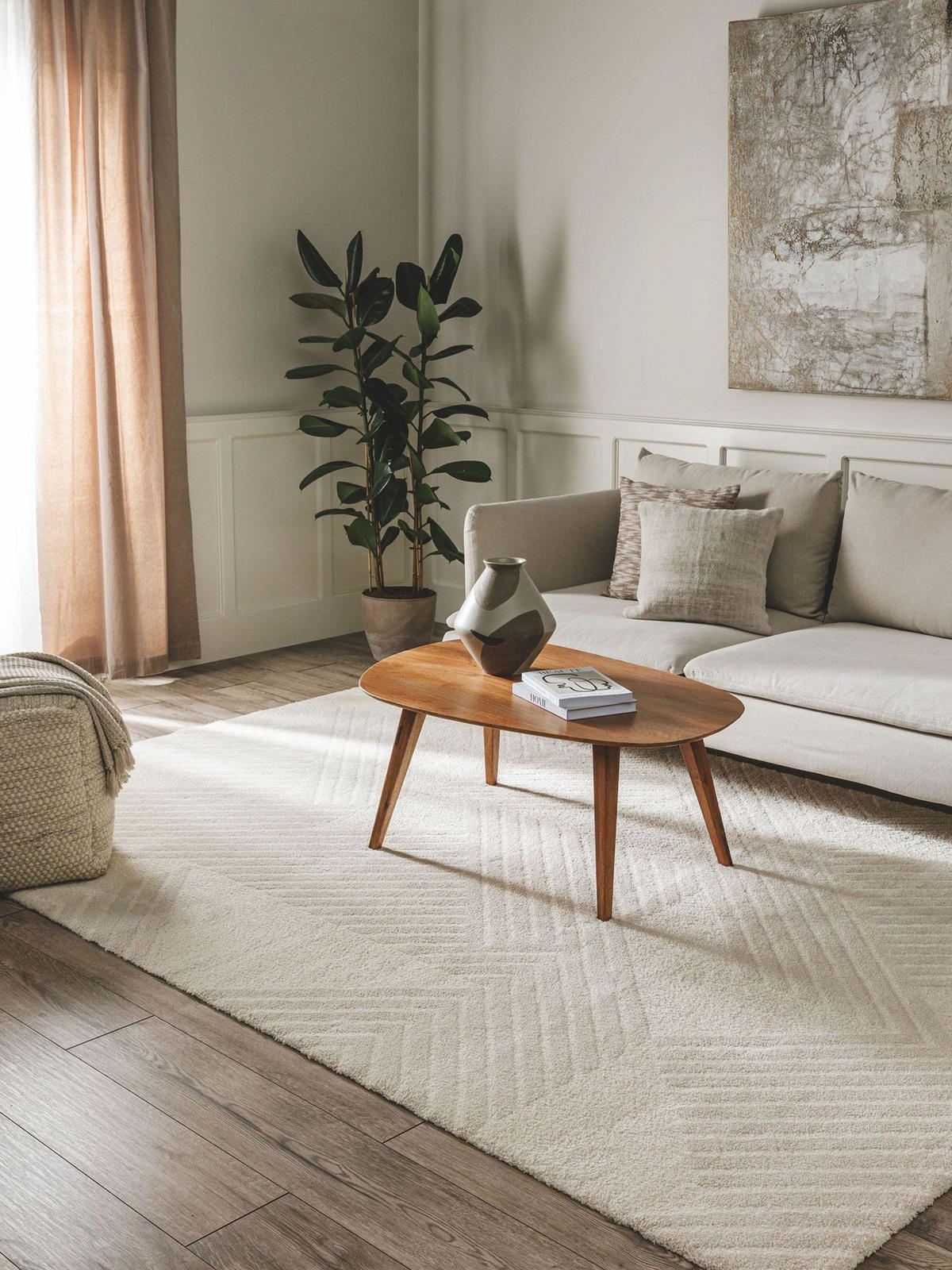 TEPPICH Tacoma Cream 160x230 cm - Beige, Kunststoff (160/1cm) - KUNSTLOFT