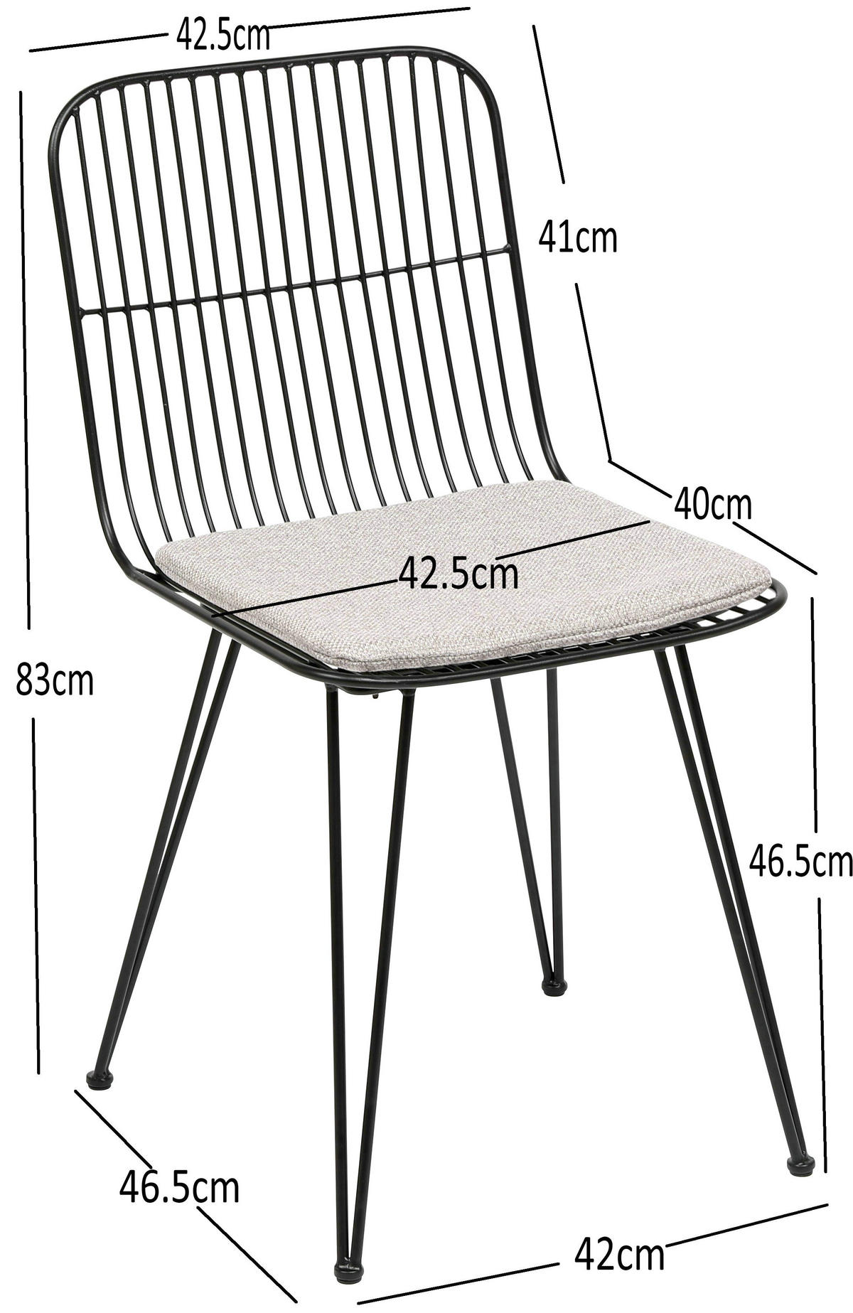 STUHL 2er-Set Metall Grau - Grau, Metall (42.5/83/46.5cm) - Nordlys