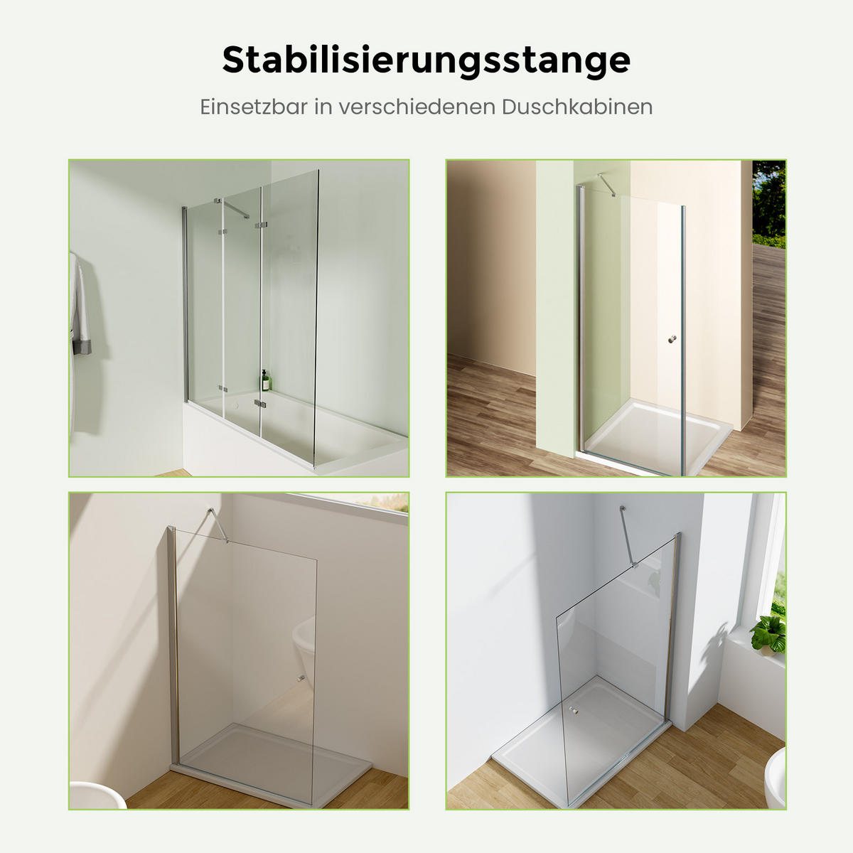 STABILISIERUNGSSTANGE 50 cm für Duschwand aus Aluminium 6–8 mm mit 180°-Gelenk - Chromfarben, Metall (4.2/50cm) - S'AFIELINA