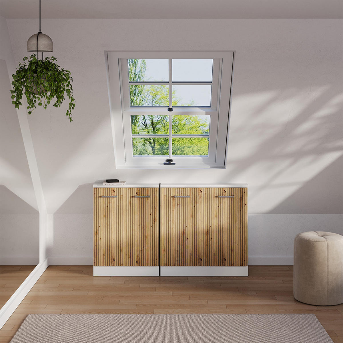 ŠIKMÁ SKRIŇA Rion Dub remeselný/biely - dub artisan, kompozitné drevo (80/81.6/46cm) - Vicco