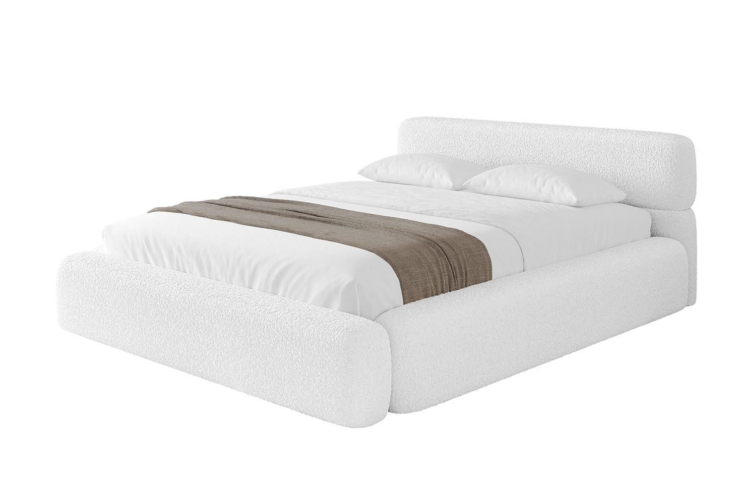 POLSTERBETT mit Bettkasten und Lattenrost, Bett mit Matratze H3/H4 - ENORA-V1 120x200 Weiß - Weiß, Holzwerkstoff/Textil (120/200cm) - ALTDECOR