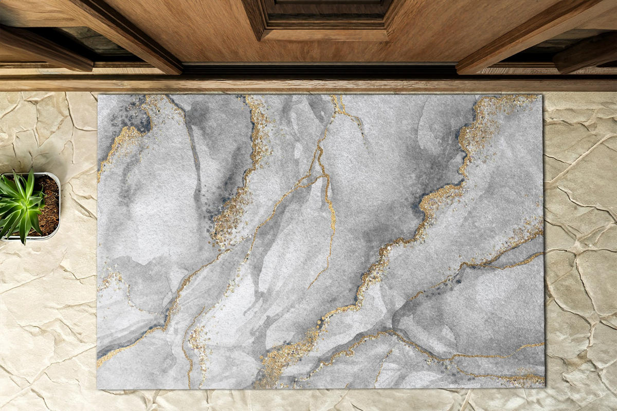 FUSSMATTE 150 x 100 cm Grauer Marmor - Grau, Textil (150/100cm) - TULUP