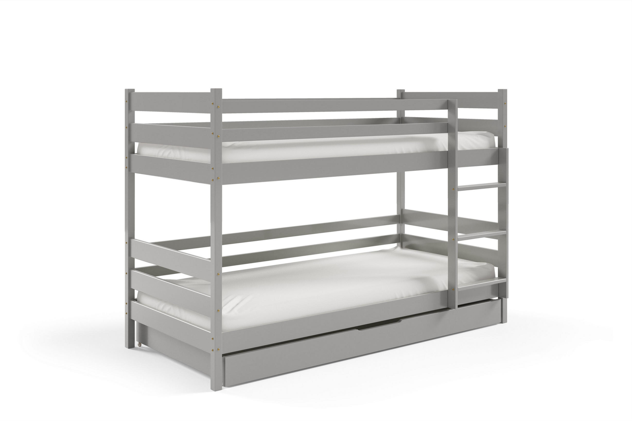 ETAGENBETT SIMBA mit Bettkasten 80x160 cm Hellgrau - Hellgrau, Holz (80/160cm) - MASSENO