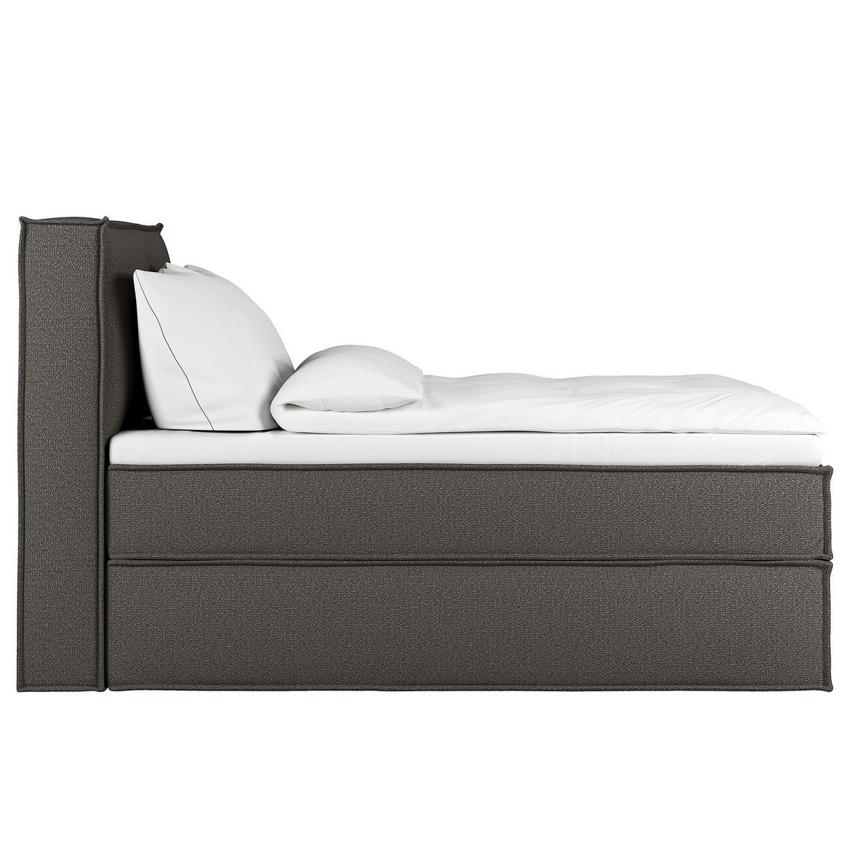 BOXSPRINGBETT mit Kopfteil - Premium - Braun, Textil (140/200cm) - home24