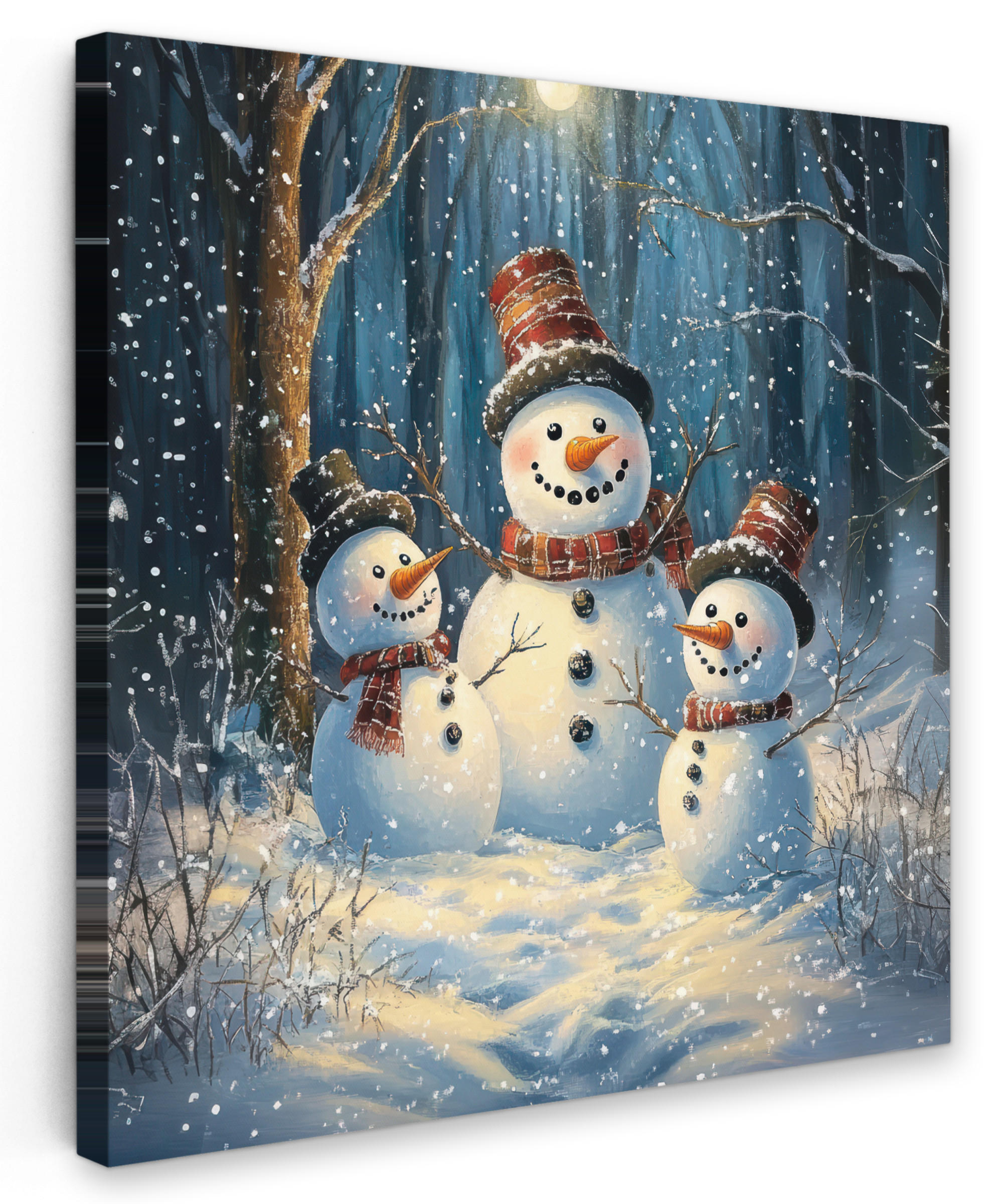 LEINWANDBILD Schneemann - Schnee - Winter - Wald 20x20 cm - Hellblau, Textil (20/20cm) - MuchoWow