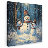 LEINWANDBILD Schneemann - Schnee - Winter - Wald 20x20 cm - Hellblau, Textil (20/20cm) - MuchoWow