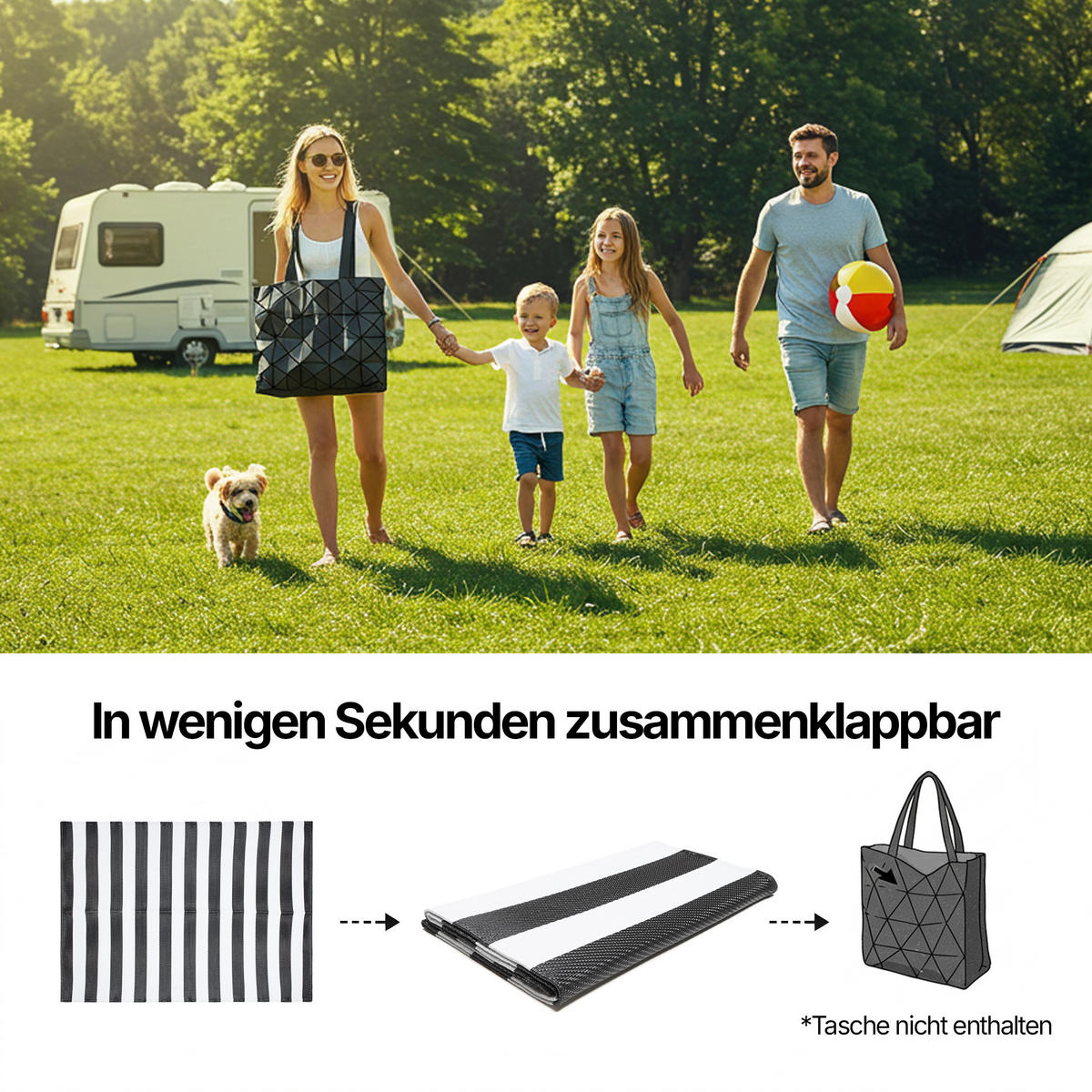 TEPPICH IBIZA Schwarz 90/150 cm - Schwarz, Kunststoff (90/150cm) - Tapiso