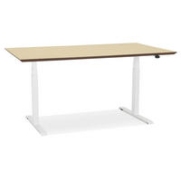 SCHREIBTISCH Höhenverstellbar Elektrisch Ergonomisch SIVANO, Beige-Weiß 150x70x128 cm - Beige/Weiß, Holzwerkstoff/Metall (70/150/128cm) - KADIMA DESIGN