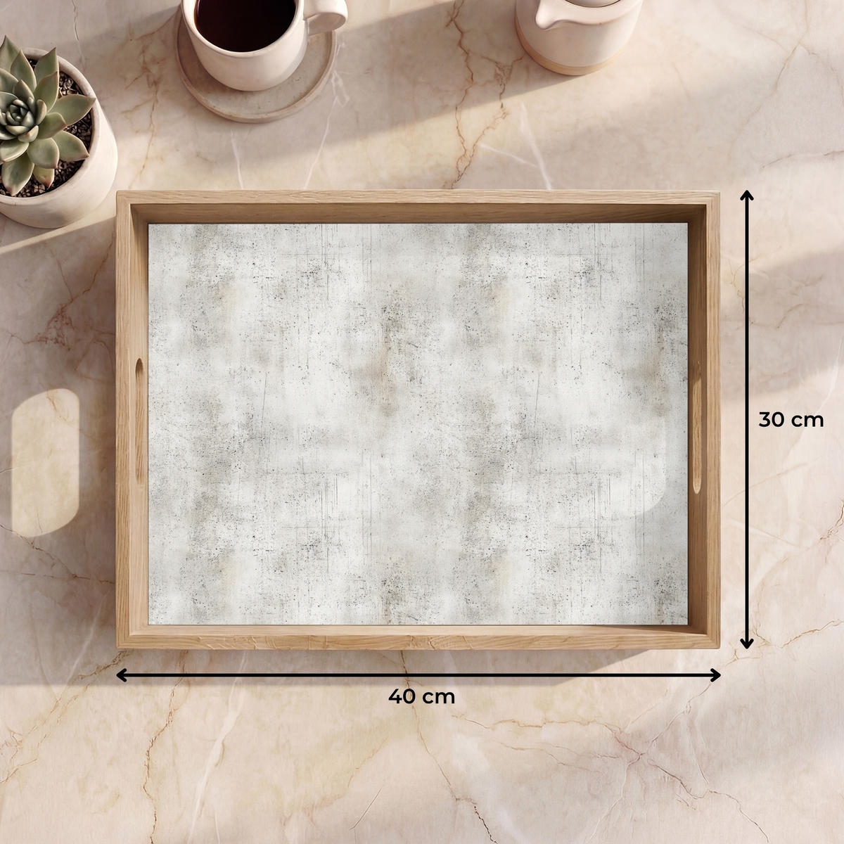 SERVÍROVACÍ PODNOS Šedá - Beton - Zvětralá 40x30 cm - světle šedá, dřevo (40/5/5cm) - OnlyWow