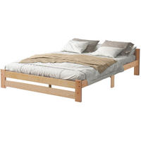 BETT 140/200 cm Natur aus Kiefer mit Kopfteil und Lattenrost - Naturfarben, Holz (140/200cm) - OKWISH