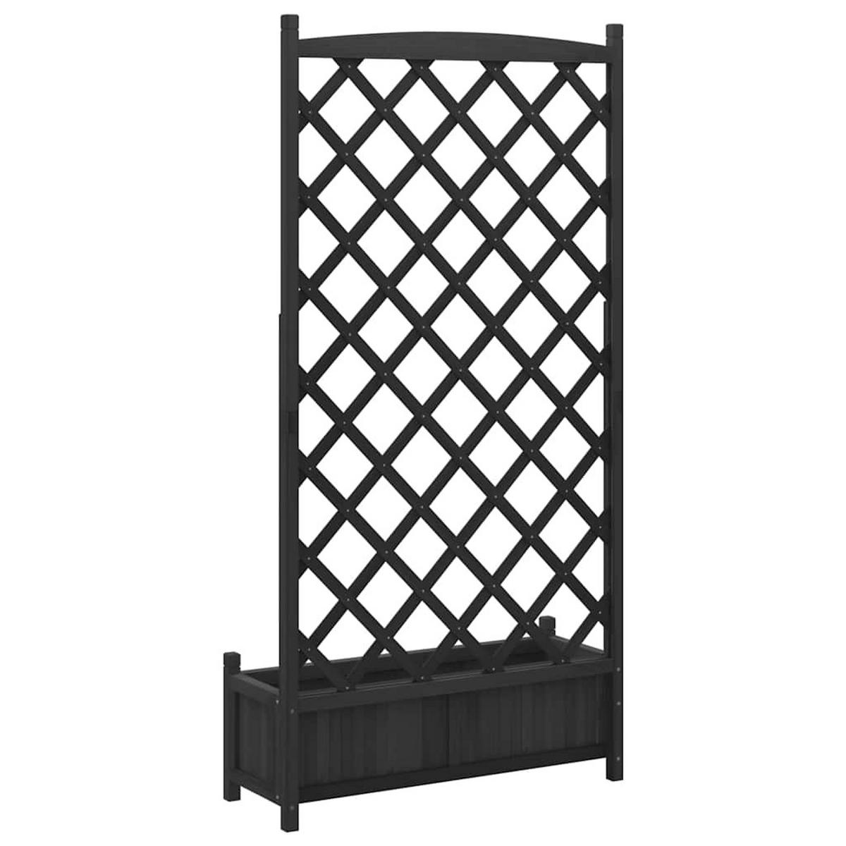 PFLANZKÜBEL Mit Spalier Schwarz Massivholz Tanne - Schwarz, Holz (90/180/35cm) - vidaXL