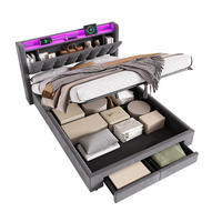 POLSTERBETT 140/200 cm Grau mit LED-Lichtleiste und USB-Anschlüssen - Grau, Holzwerkstoff (140/200cm) - OKWISH