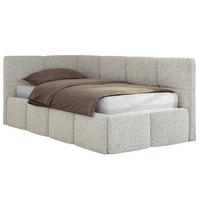 JUGENDBETT ARVO 90/200 - Hellgrau Strukture - Multipocket-Matratze - Links Seite - Hellgrau, Textil (90/200cm) - MKS