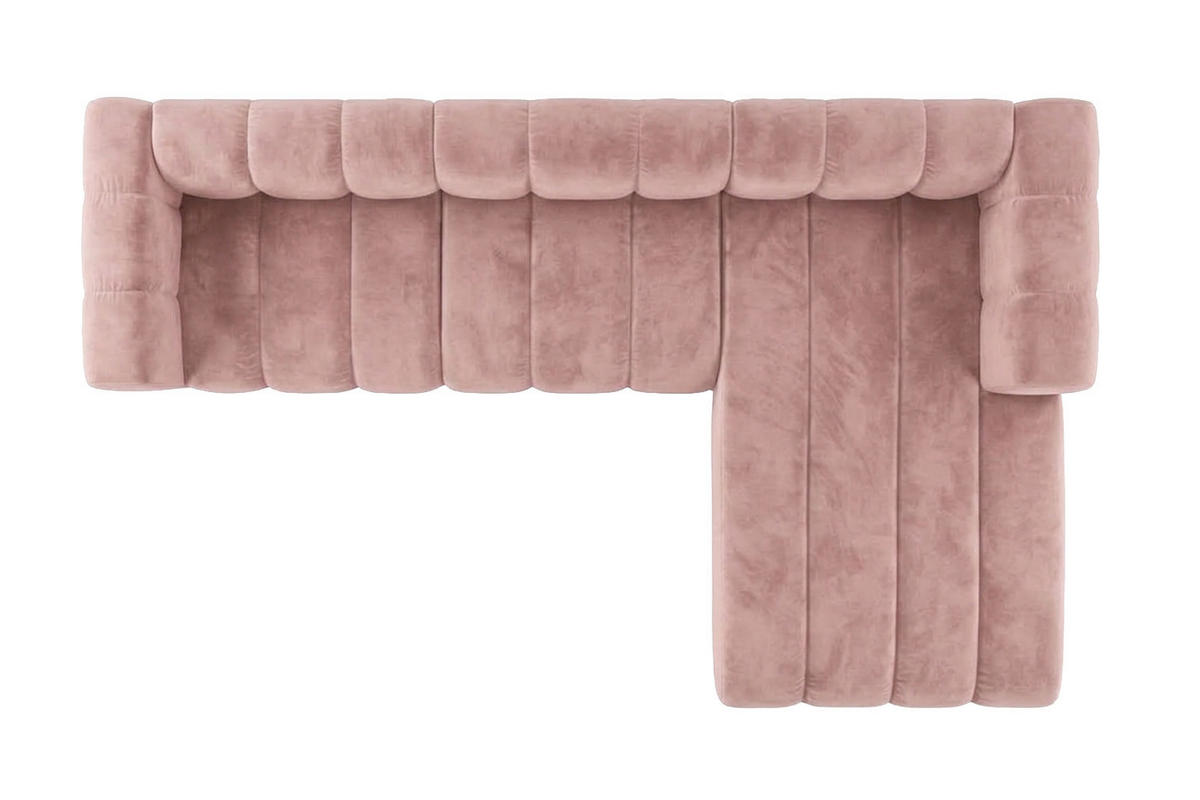 ECKSOFA Modulares In L-Form, Velvet-Stoff Riviera, Hellrosa, Rechts, GRAND 318 cm - Hellrosa, Holz (318/179cm) - Kaiser Möbel