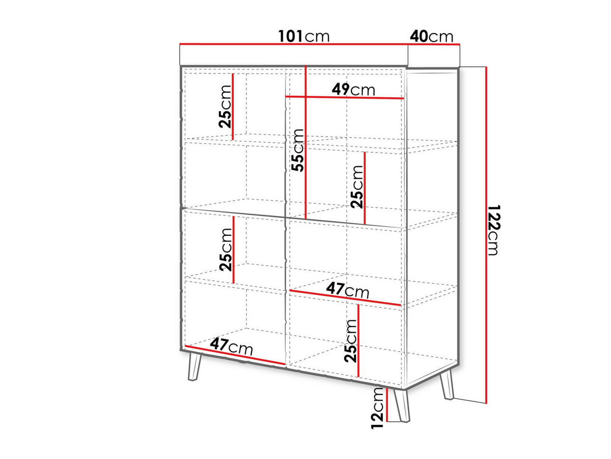 KOMMODE Abeto 100 - Schwarz Hochglanz/Schwarz, Holzwerkstoff/Kunststoff (101/122/40cm) - MIRJAN24