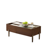 KLUBSKA miza, 105/50/41,5 cm MDF/steklo rjava s predali in prostorom za shranjevanje - rjava, leseni material (105/50/41.5cm) - BEAOK