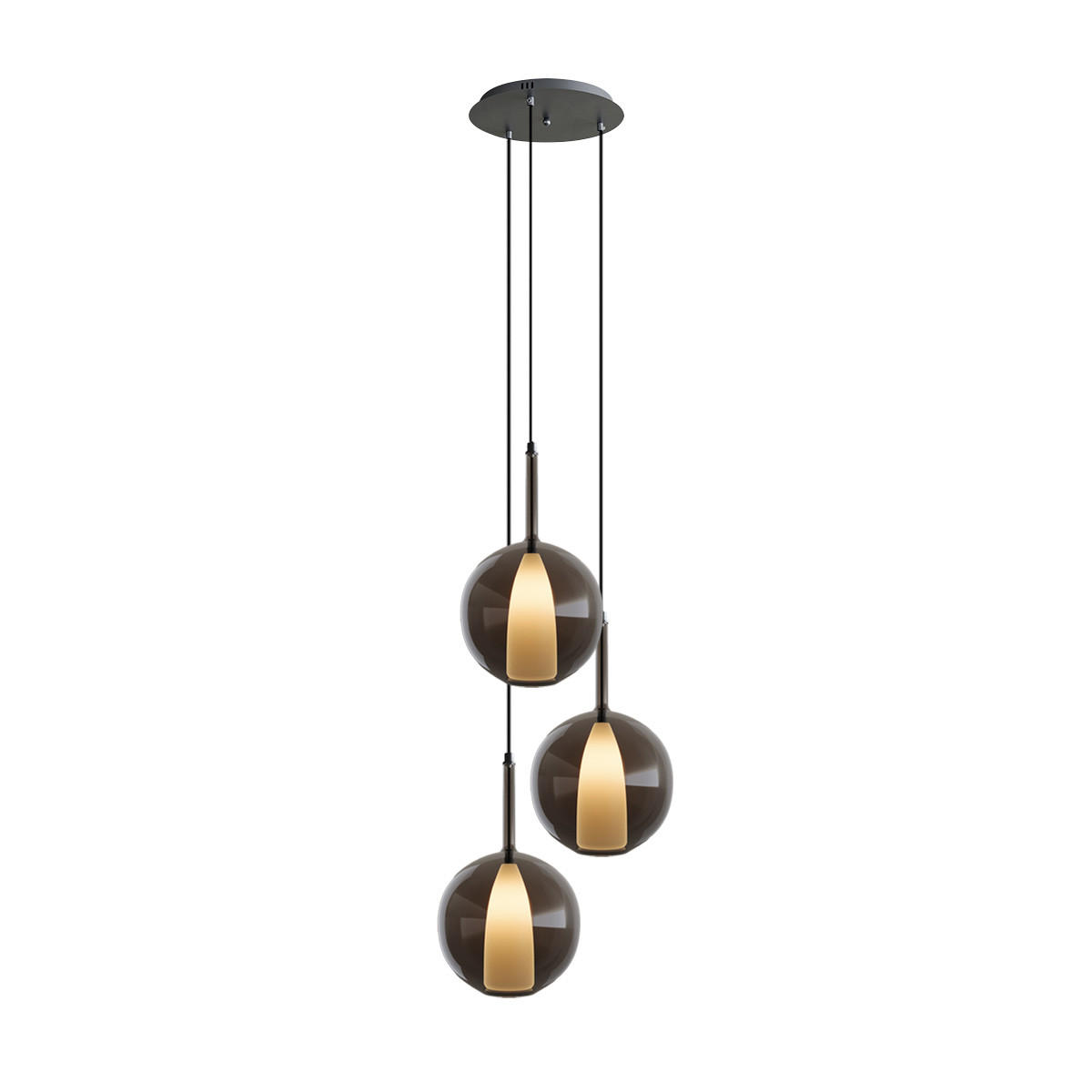 GALERIELEUCHTE Belluna 3-flammig Rauch Ø 24cm - Anthrazit, Glas (24/24/45cm) - s.luce