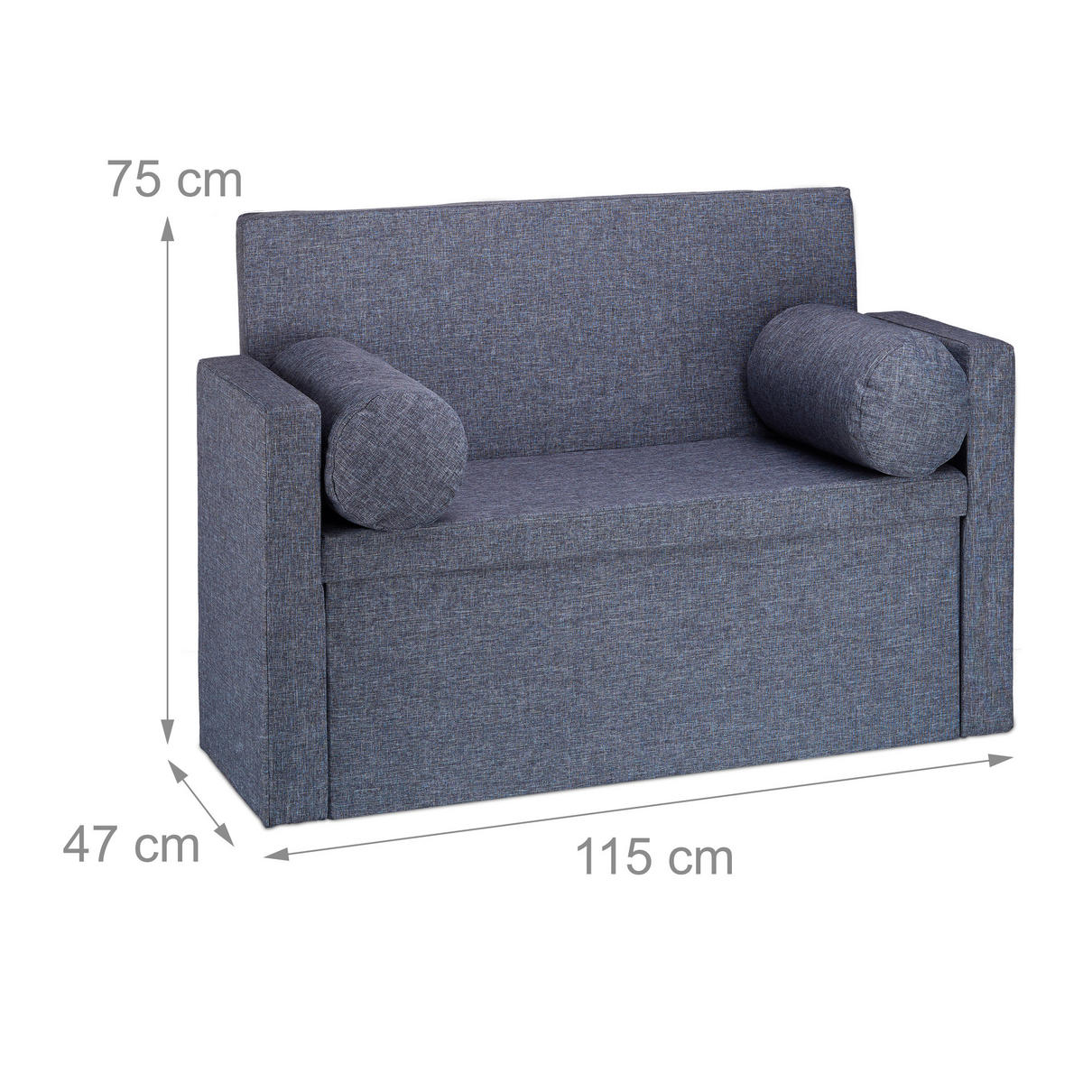 SITZBANK - Anthrazit, Holzwerkstoff/Textil (115/75/47cm) - Relaxdays