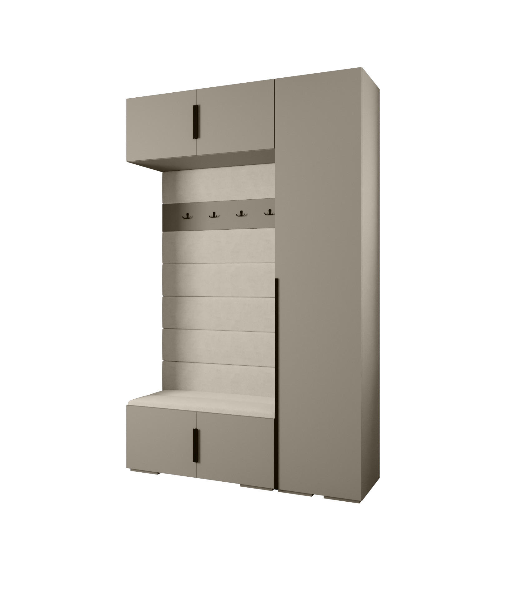 Abiks Möbel Garderoben-Set Kaschmir, Beige, Schwarz 150x236.7x47 cm