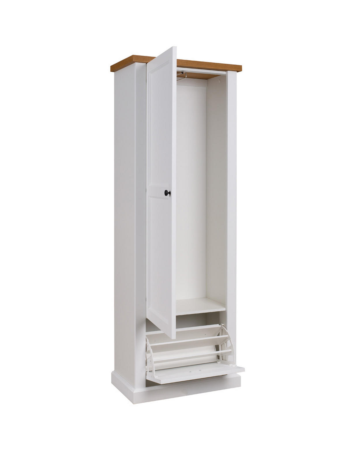 GARDEROBENSCHRANK Galineo 71,5 / 41,5 / 200cm weiß / Eiche Natur - Eichefarben/Weiß, Holz/Holzwerkstoff (72/200/42cm) - Feldmann-Wohnen