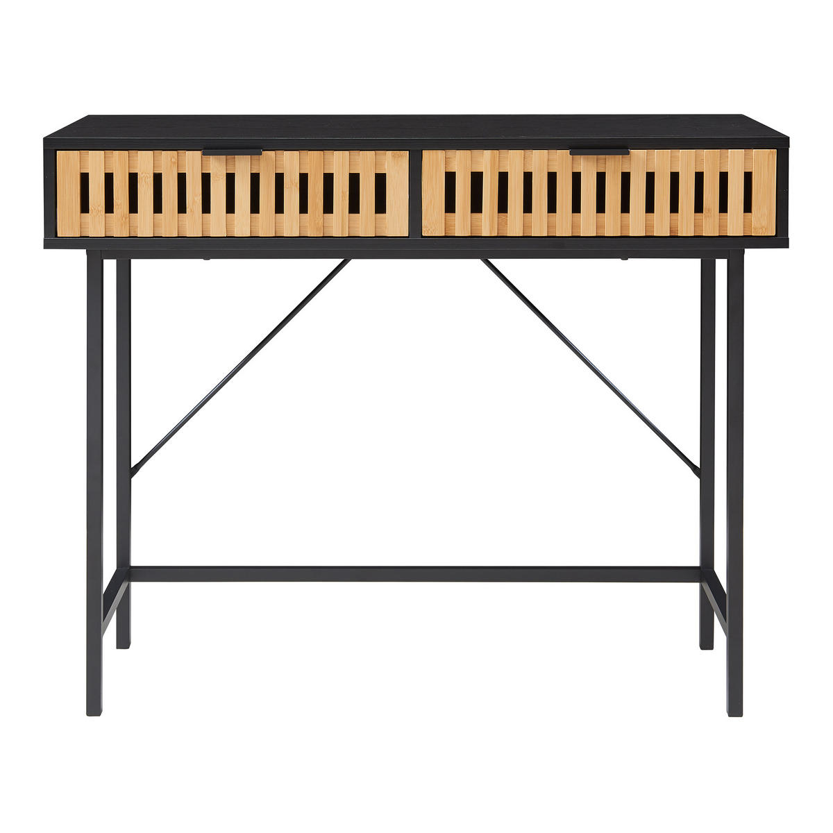 KONSOLOVÝ STOLEK Luniehti - přírodní/černá, kov/kompozitní dřevo (40/100/75cm) - [en.casa]