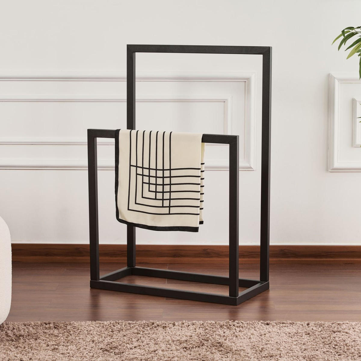 HANDTUCHHALTER mit 2 ebenen aus metall 25/60/90 cm - Schwarz, Metall (60/90/25cm) - Calicosy