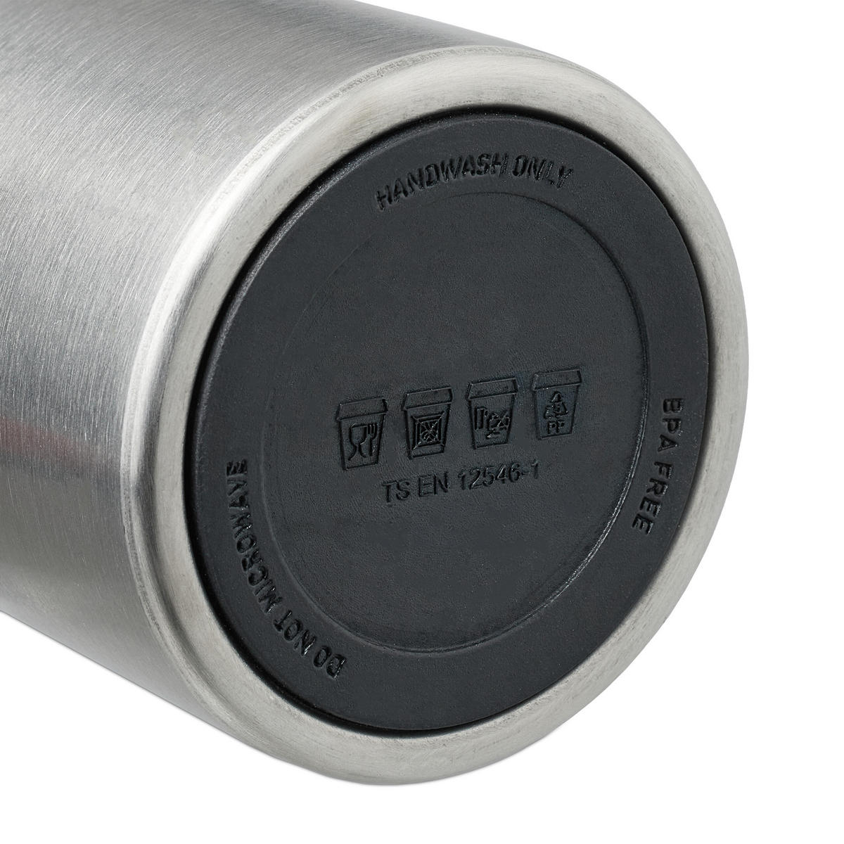 THERMOBECHER - Silberfarben, Kunststoff/Metall (0.4L) - Relaxdays