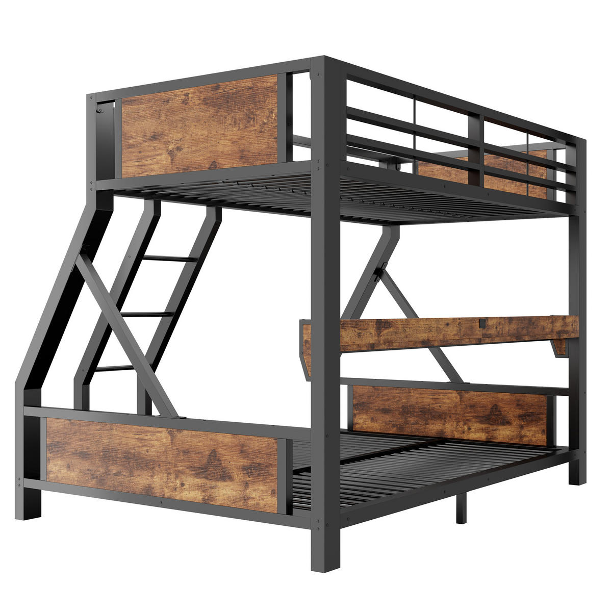 ETAGENBETT 90/140/200 cm mit LED, DE-41604, in Schwarz - Schwarz, Metall (140/200cm) - ComfortXL